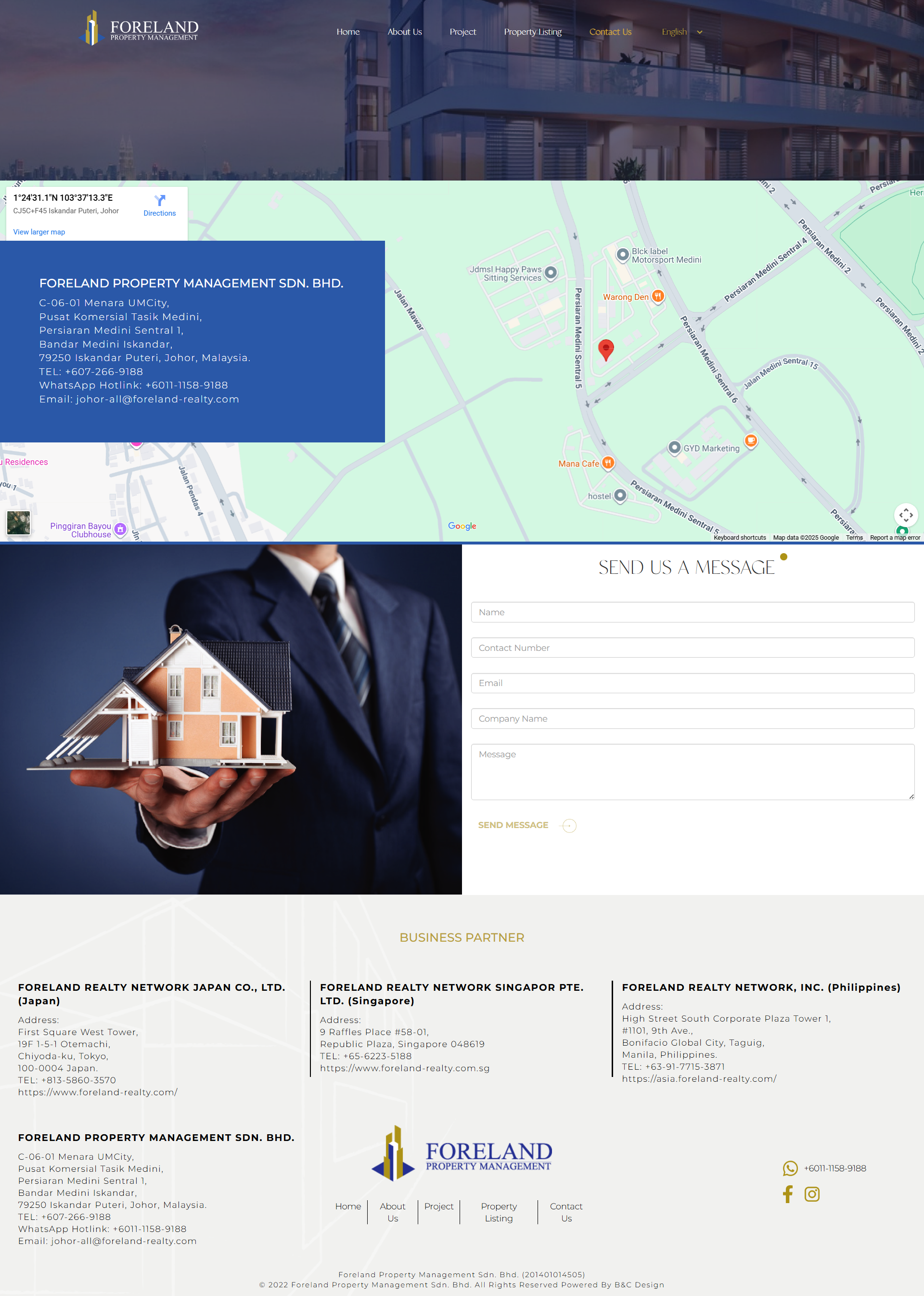 Foreland Property Management Sdn Bhd  - Contact Us Page | Website Design