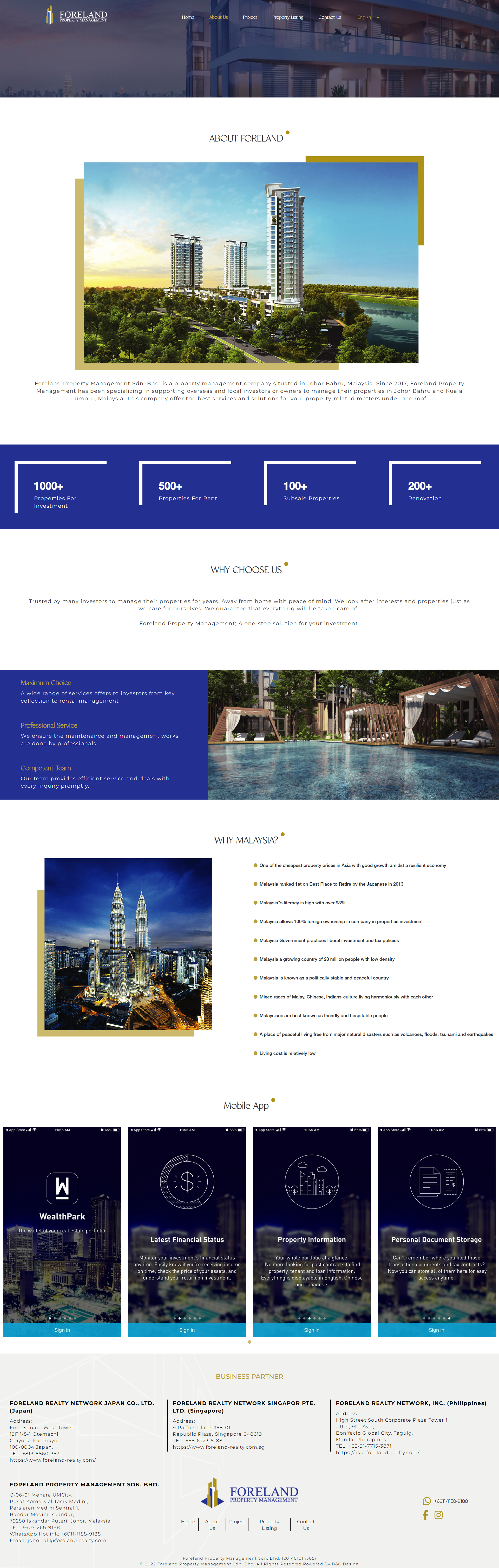 Foreland Property Management Sdn Bhd  - About Us Page | Website Design