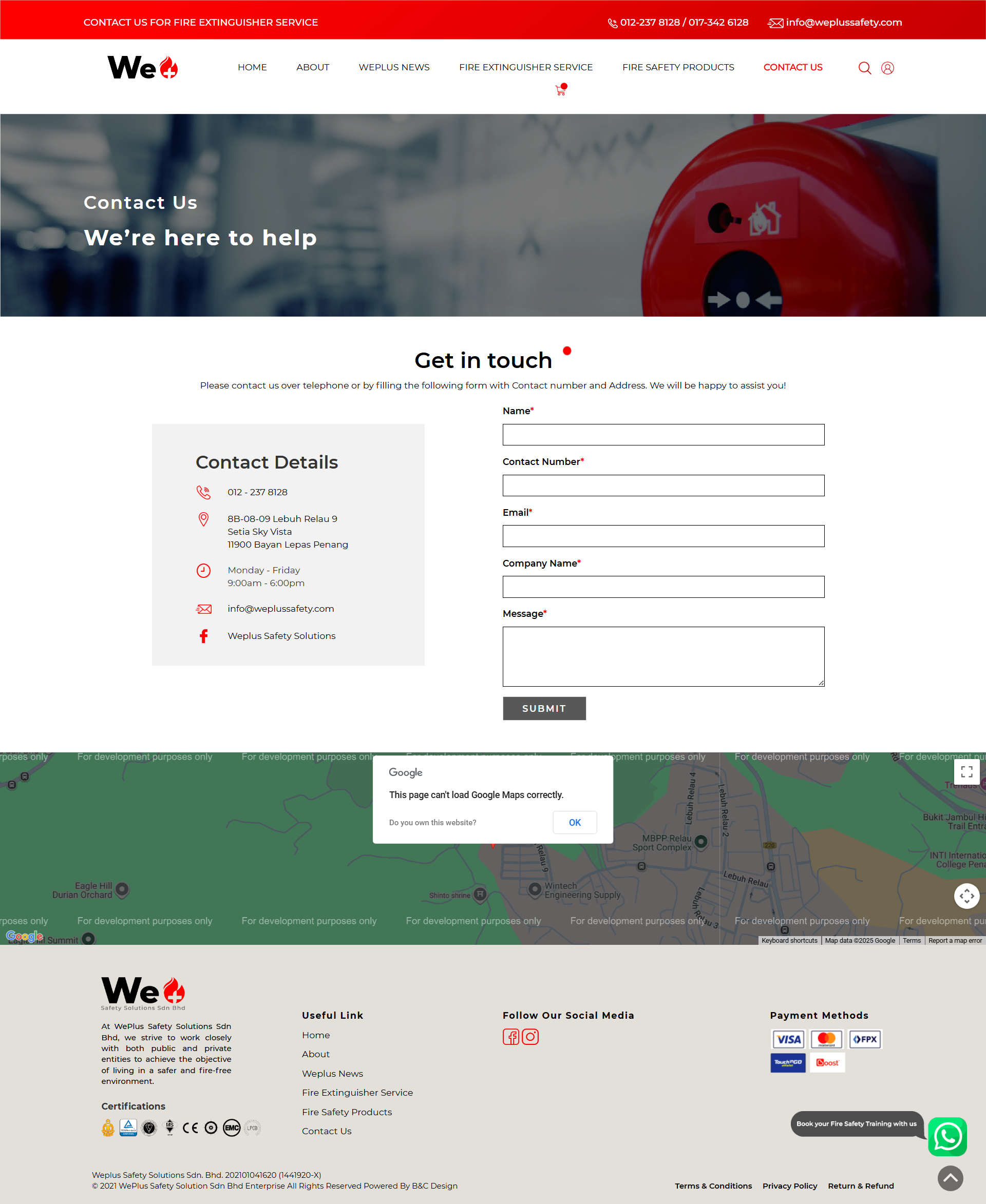 WePlus Safety Solutions Sdn. Bhd. - Contact Us Page | Website Design