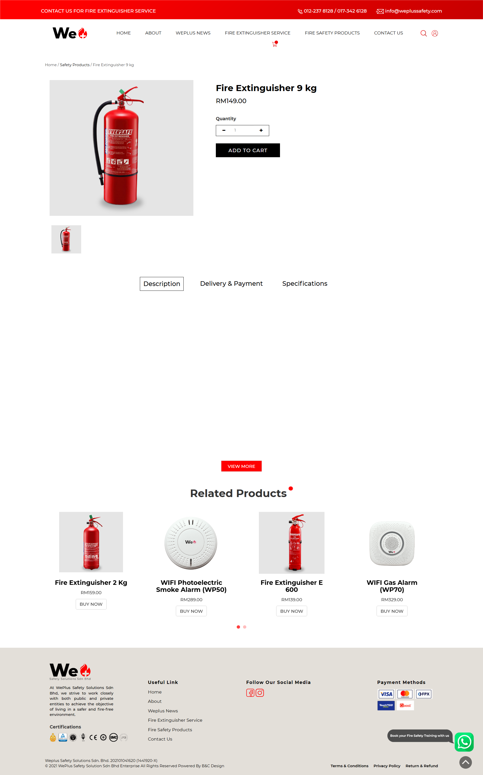 WePlus Safety Solutions Sdn. Bhd. - Products Description Page | Website Design