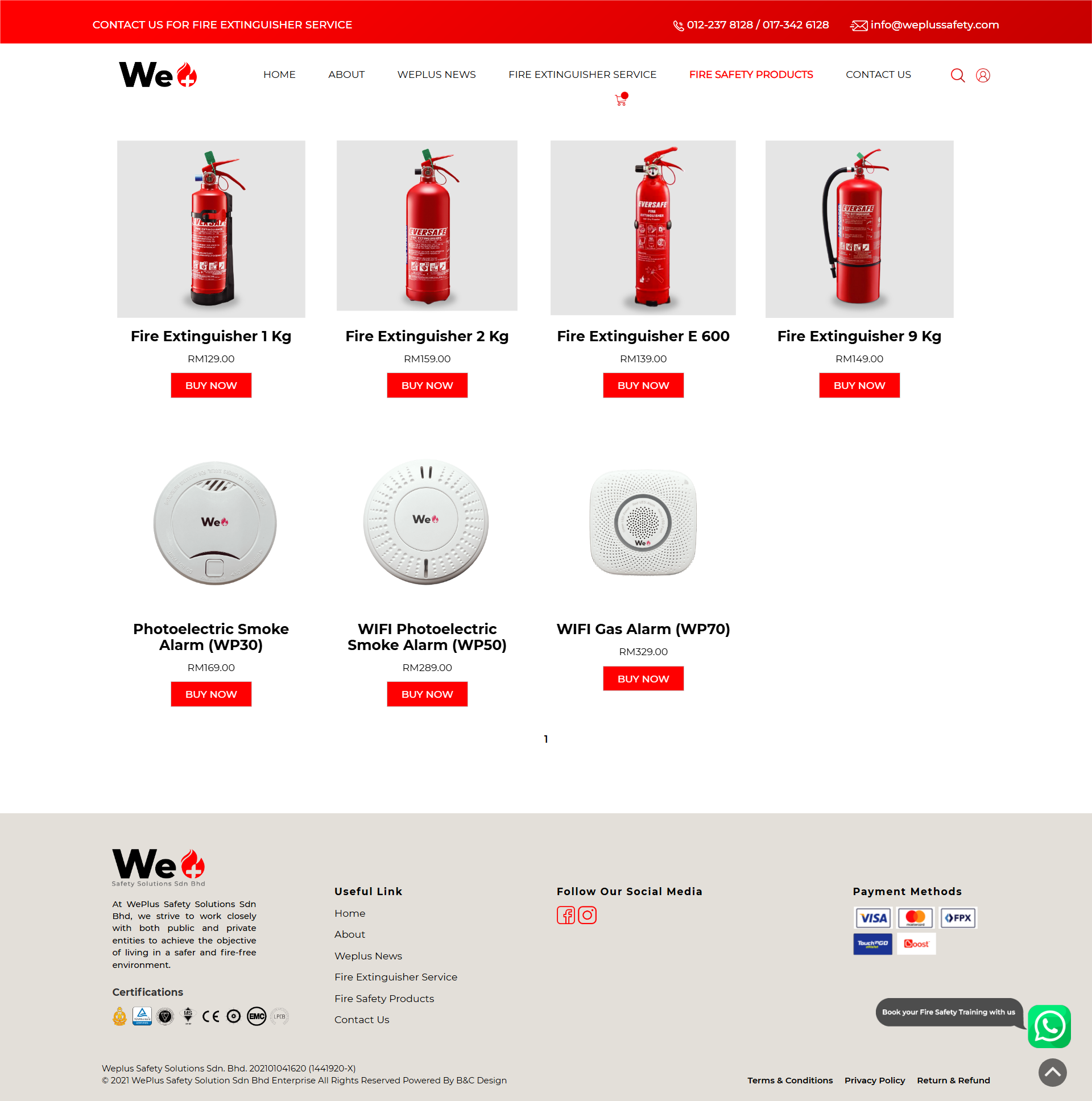 WePlus Safety Solutions Sdn. Bhd. - Products Page | Website Design