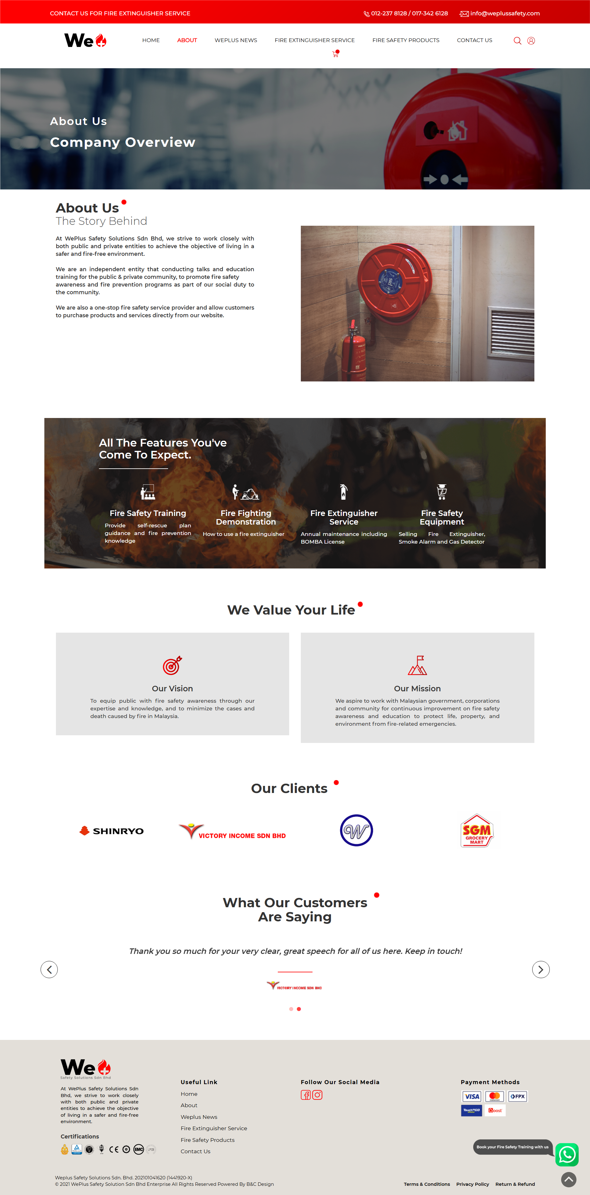 WePlus Safety Solutions Sdn. Bhd. - About Us Page | Website Design