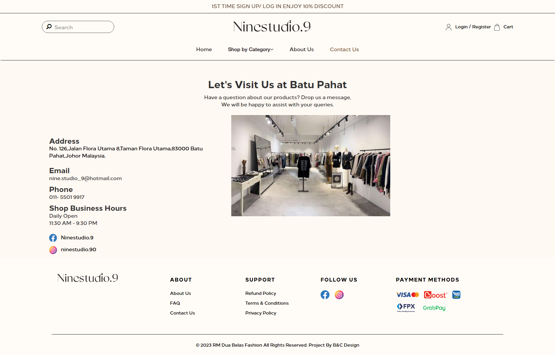 Nine Studio - Contact Us Page | Website Design