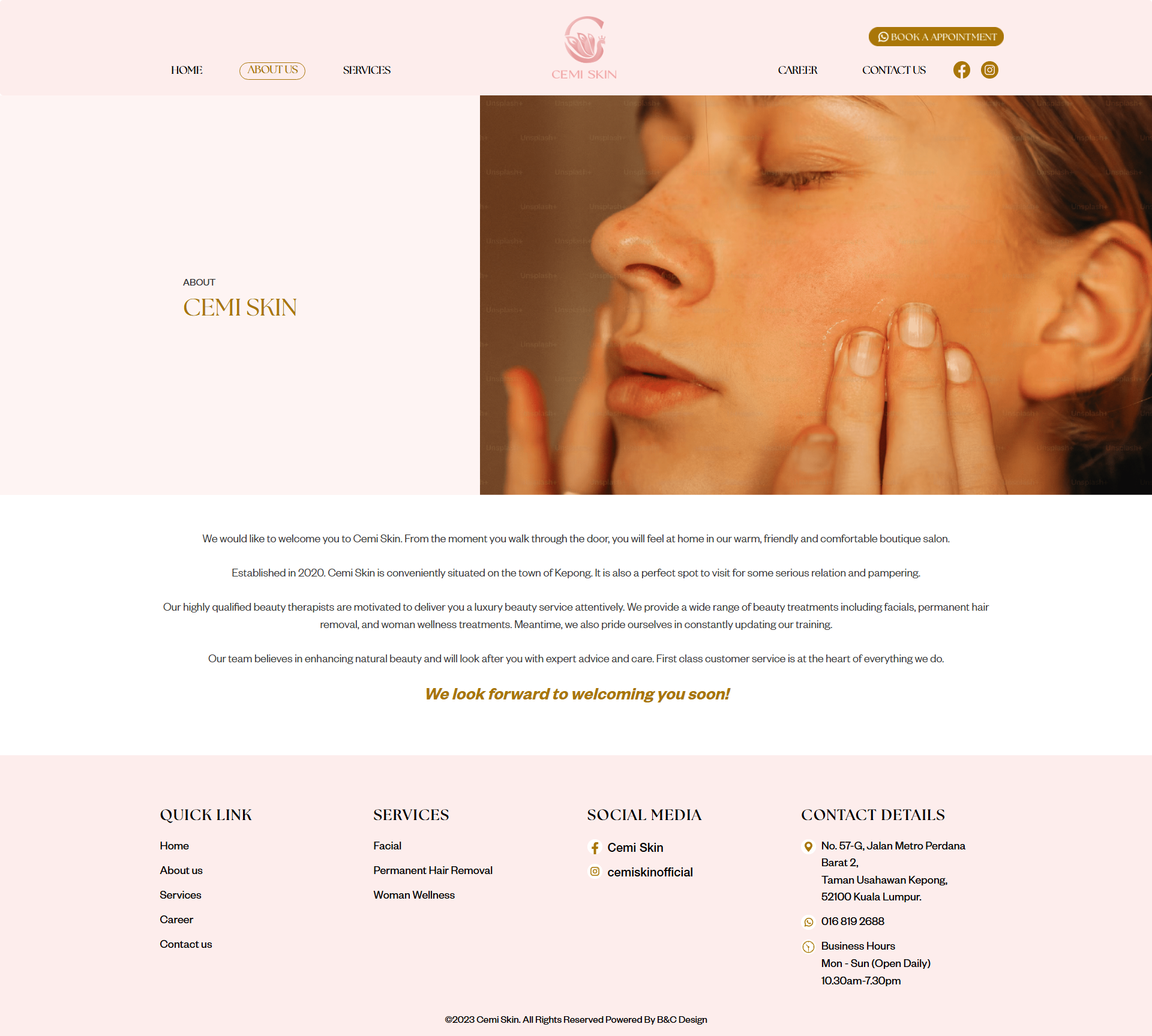 Cemi Skin - About Us Page | Corporate Website