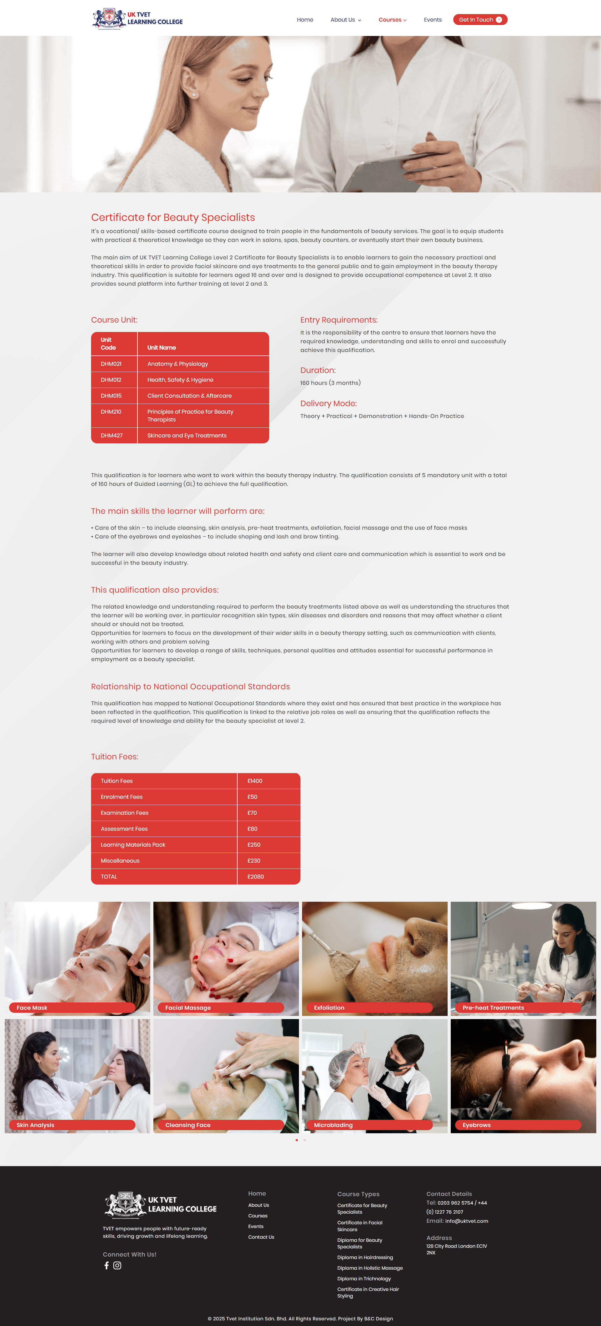 Tvet Institution Sdn. Bhd. - Courses Page | Website Design