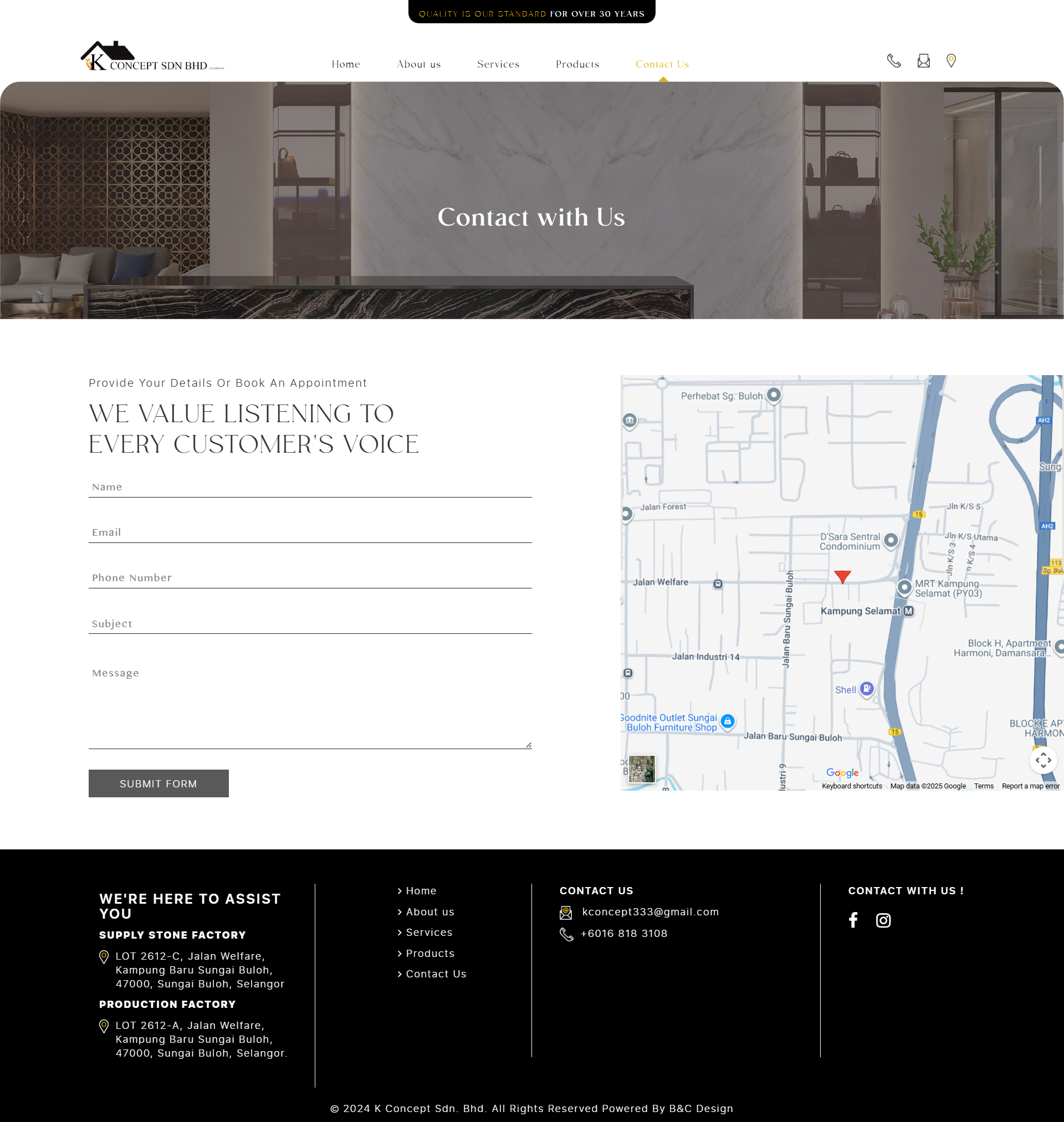 K Concept Sdn Bhd - Contact Us Page | Website Design
