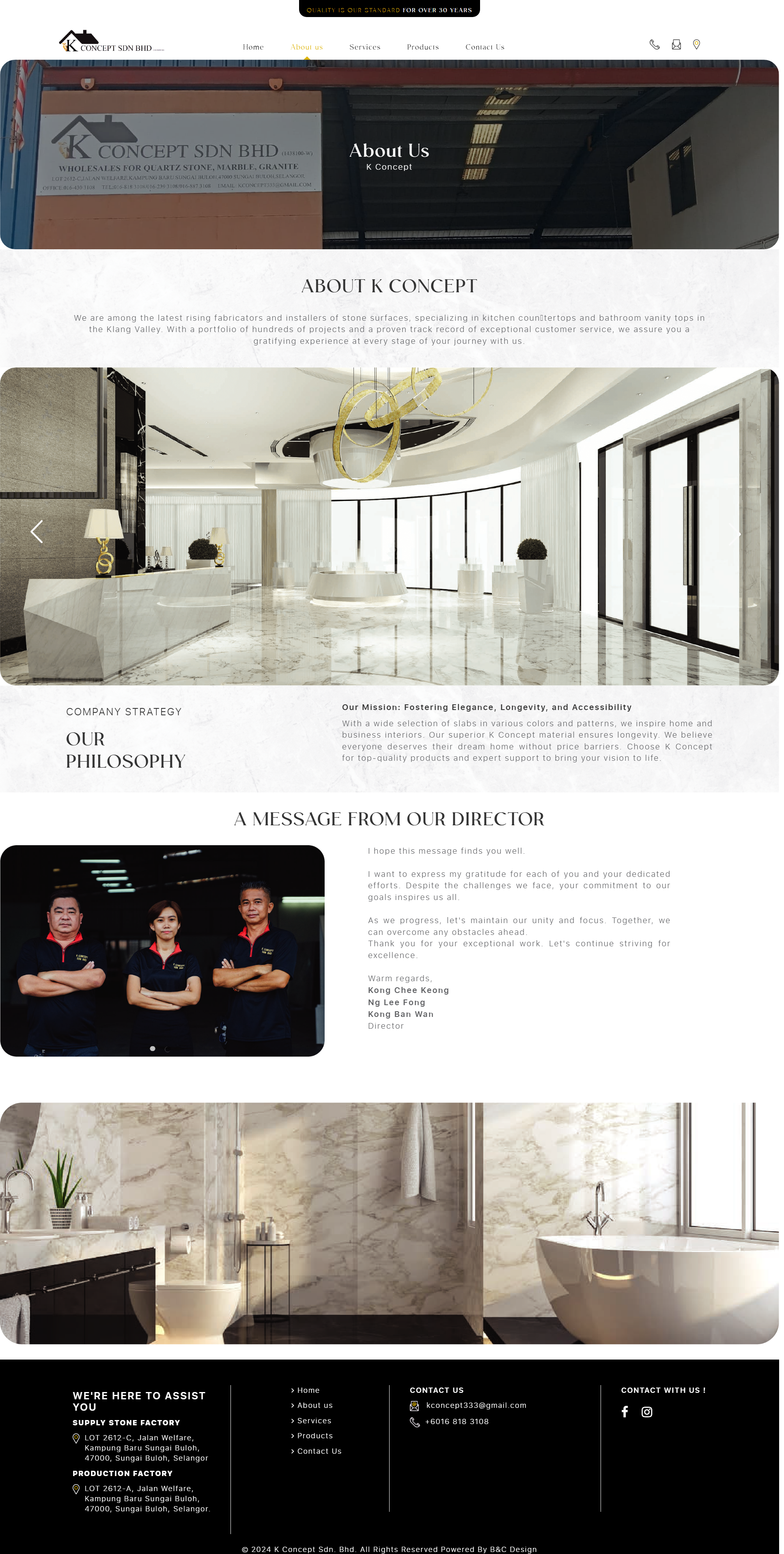 K Concept Sdn Bhd - About Us Page | Website Design