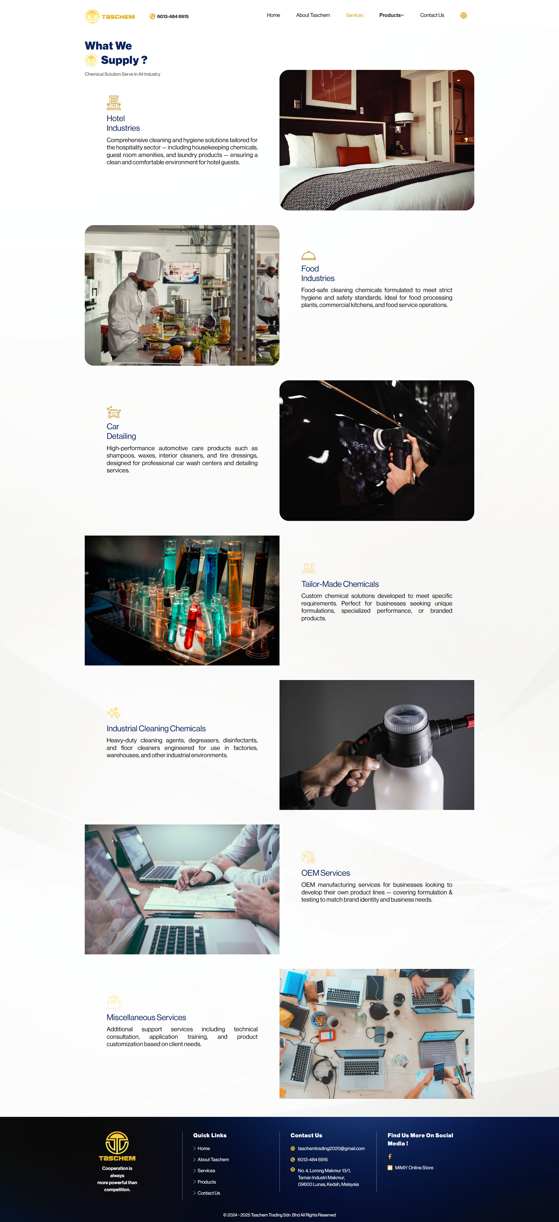 TASCHEM TRADING - Services Page | Website Design