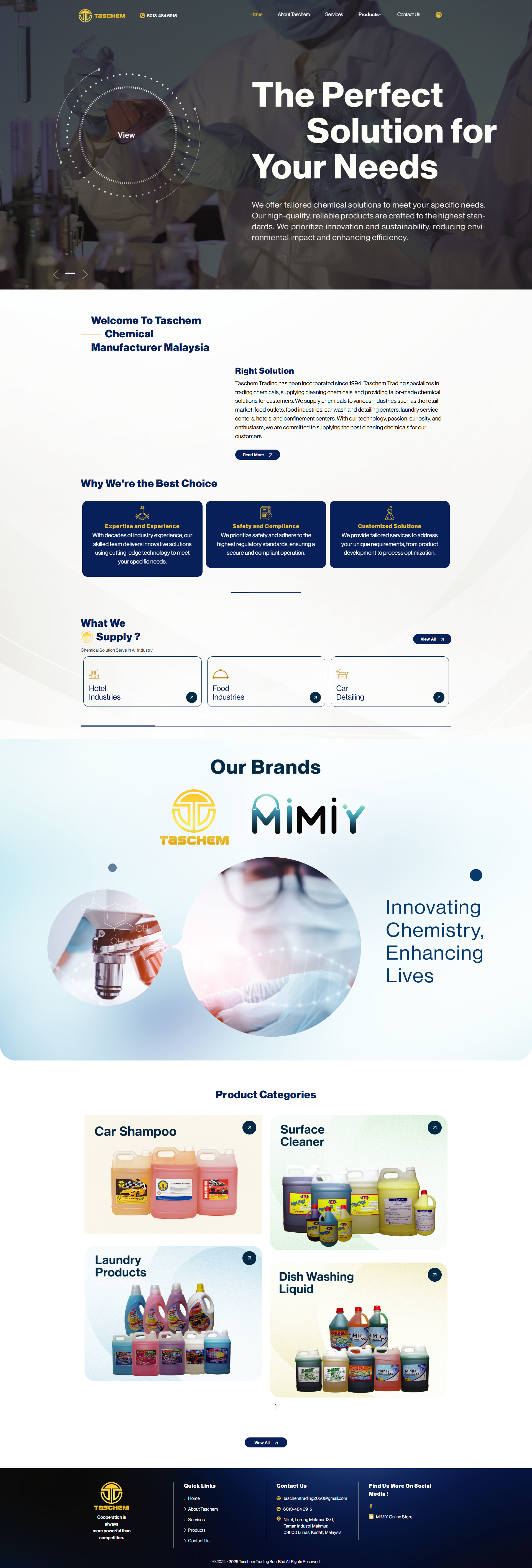 TASCHEM TRADING - Home Page | Website Design